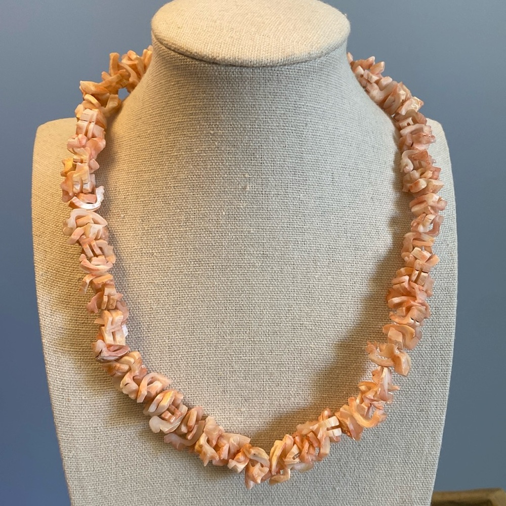 Vintage Pink Coral or Shell Necklace